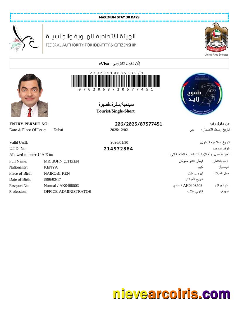 UAE e-visa, version 6